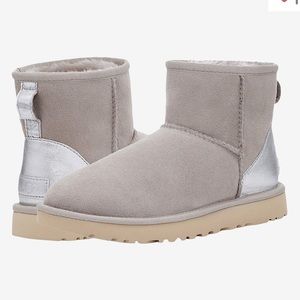 Grey Silver Metallic Ugg Classic Mini II Size 8 EUC